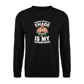 Trouver la paix dans le chaos est mon superpouvoir : le yoga - Sweat-shirt Unisexe - noir - Devant - Alina (178cm) & Michal (187cm)