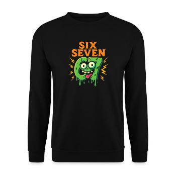 Six Seven 67 Zombie Horror Humor Italian Brainrot - Unisex Pullover - Schwarz - Vorne - Alina (178cm) & Michal (187cm)