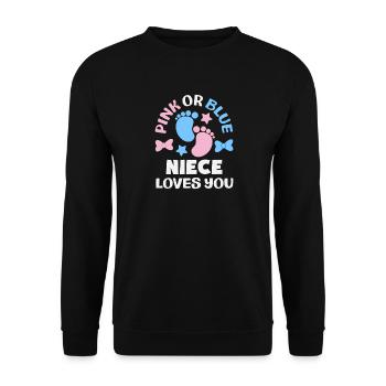 Révélation du genre Rose ou Bleu de la nièce qui t’aime - Sweat-shirt Unisexe - noir - Devant - Alina (178cm) & Michal (187cm)