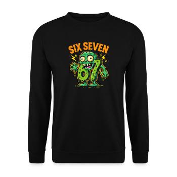 Six Seven 67 Zombie Horror Humor Italian Brainrot - Unisex Sweatshirt - black - Front - Alina (178cm) & Michal (187cm)