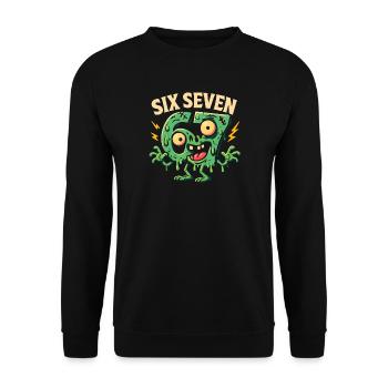 Six Seven 67 Zombie Horror Humor Italian Brainrot - Unisex Pullover - Schwarz - Vorne - Alina (178cm) & Michal (187cm)