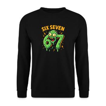 Six Seven 67 Zombie Horror Humor Italian Brainrot - Unisex Pullover - Schwarz - Vorne - Alina (178cm) & Michal (187cm)