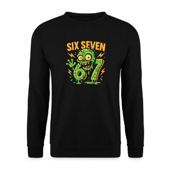 Six Seven 67 Zombie Horror Humor Italian Brainrot - Unisex Pullover - Schwarz - Vorne - Alina (178cm) & Michal (187cm)