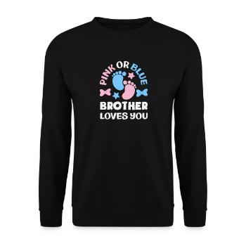Révélation du genre Rose ou Bleu Frère T’aime - Sweat-shirt Unisexe - noir - Devant - Alina (178cm) & Michal (187cm)