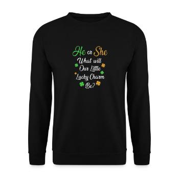 Baby Shower Gender Reveal St. Patrick Day - Unisex Sweatshirt - black - Front - Alina (178cm) & Michal (187cm)