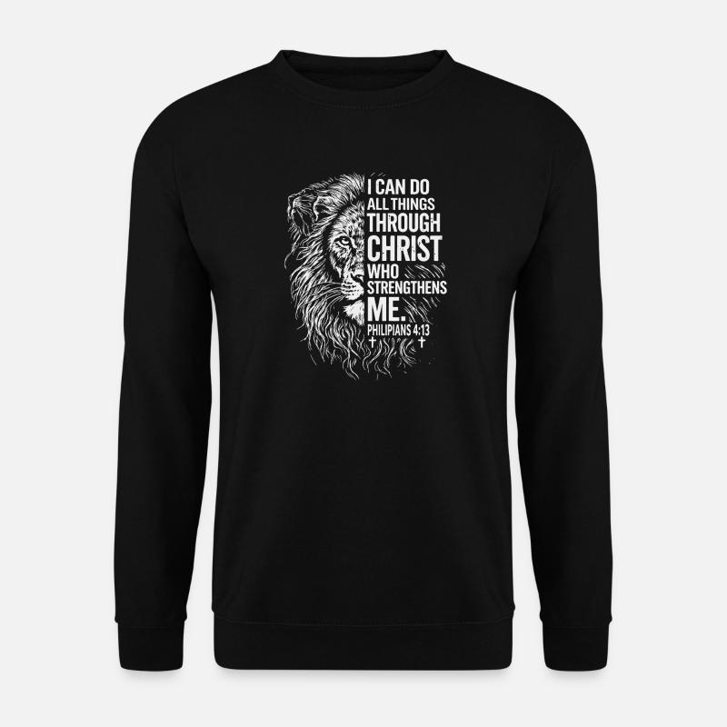 Löwenstärke durch Christus – Philipper 4:13 - Unisex Pullover - Schwarz