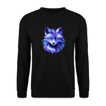Colorful Fox Polygon Art – Modern Animal Design - Unisex Pullover - Schwarz - Vorne - Alina (178cm) & Michal (187cm)