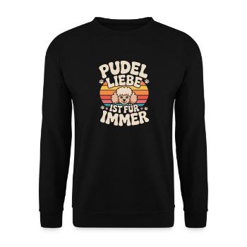  Pudel Liebe Ist Für Immer Retro Pudel Kopf Hund - Unisex Pullover - Schwarz - Vorne - Alina (178cm) & Michal (187cm)
