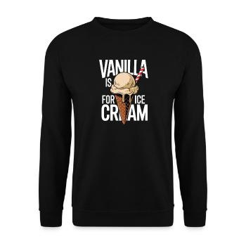 Vanille Eiscone im Kontrast - Unisex Pullover - Schwarz - Vorne - Alina (178cm) & Michal (187cm)