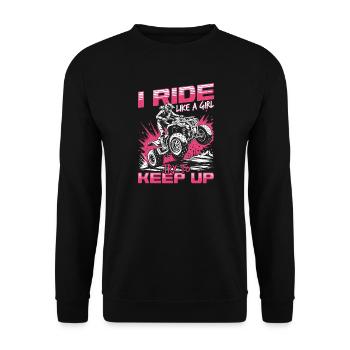 Quad ATV Woman Girl Four Wheeler - Unisex Sweatshirt - black - Front - Alina (178cm) & Michal (187cm)