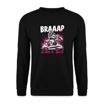 Quad ATV Woman Girl Four Wheeler - Unisex Sweatshirt - black - Front - Alina (178cm) & Michal (187cm)