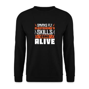 Elektriker Elektroniker Elektroinstallateur - Unisex Pullover - Schwarz - Vorne - Alina (178cm) & Michal (187cm)