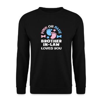 Pink Oder Blau Stiefbruder Gender Reveal - Unisex Pullover - Schwarz - Vorne - Alina (178cm) & Michal (187cm)
