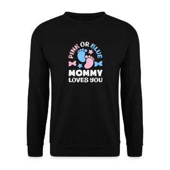 Rose ou bleu Maman t’aime Révélation du genre - Sweat-shirt Unisexe - noir - Devant - Alina (178cm) & Michal (187cm)