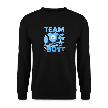 Team Boy Baby Shower Blue Gender Reveal - Unisex Sweatshirt - black - Front - Alina (178cm) & Michal (187cm)