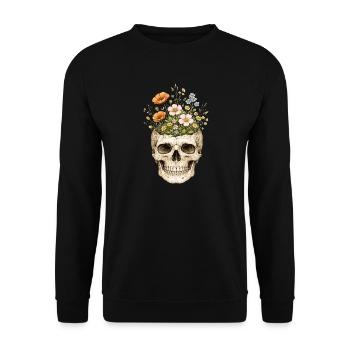 Skeleton Flower Nature Floral Gothic Fairycore - Unisex Sweatshirt - black - Front - Alina (178cm) & Michal (187cm)