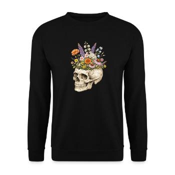 Skeleton Flower Nature Floral Gothic Fairycore - Unisex Sweatshirt - black - Front - Alina (178cm) & Michal (187cm)