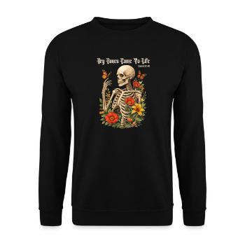 Skeleton Flower Nature Floral Gothic Fairycore - Unisex Sweatshirt - black - Front - Alina (178cm) & Michal (187cm)