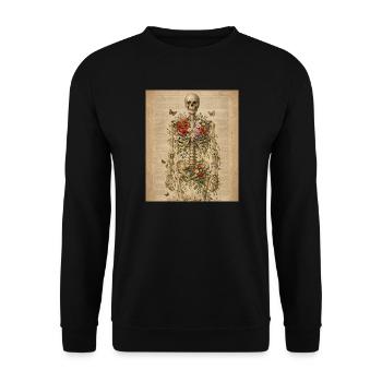 Skeleton Flower Nature Floral Gothic Fairycore - Unisex Sweatshirt - black - Front - Alina (178cm) & Michal (187cm)