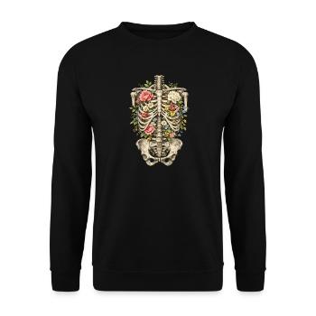 Skeleton Flower Nature Floral Gothic Fairycore - Unisex Sweatshirt - black - Front - Alina (178cm) & Michal (187cm)