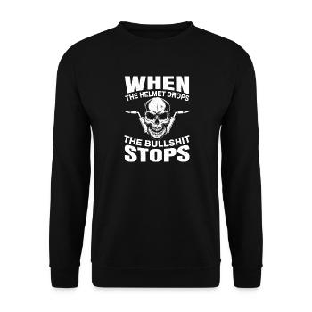 Welders When The Helmet Drops The Bullshit Stops - Unisex Pullover - Schwarz - Vorne - Alina (178cm) & Michal (187cm)