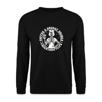 Night Service Coffee Skeleton - Unisex Sweatshirt - black - Front - Alina (178cm) & Michal (187cm)
