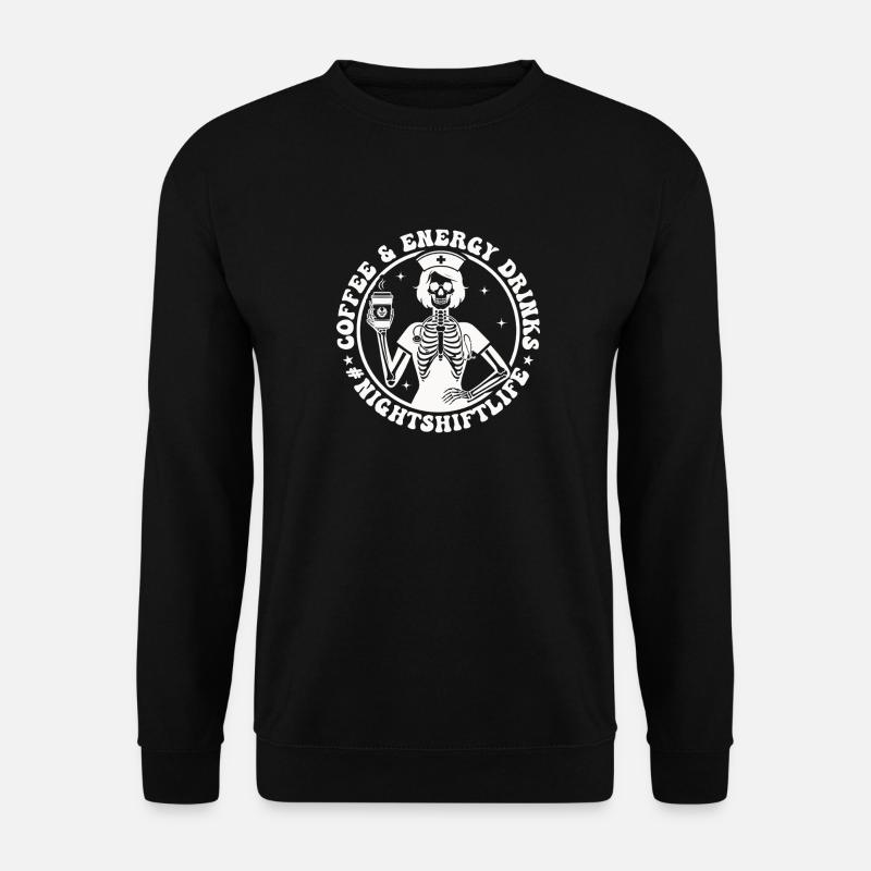 Nachtdienst Kaffee-Skelett - Unisex Pullover - Schwarz