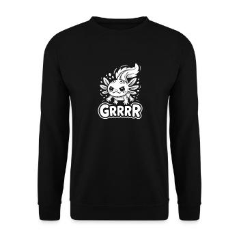 Grump Axolotl - Unisex Pullover - Schwarz - Vorne - Alina (178cm) & Michal (187cm)