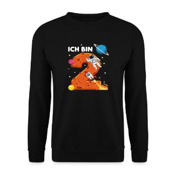 Ich bin 2 Astronaut Weltraum Geburtstag - Unisex Pullover - Schwarz - Vorne - Alina (178cm) & Michal (187cm)