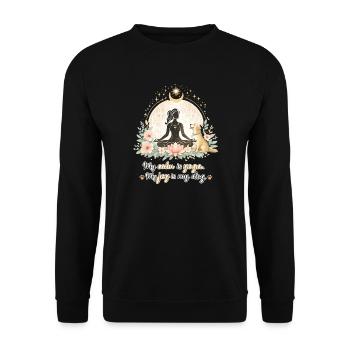 My peace is yoga, my joy is my dog - Unisex Sweatshirt - black - Front - Alina (178cm) & Michal (187cm)