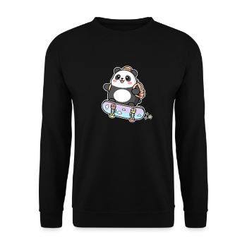 Skating Kawaii Panda Skateboard Ours Mignon - Sweat-shirt Unisexe - noir - Devant - Alina (178cm) & Michal (187cm)