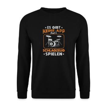 Es Gibt Keine App fürs Schlagzeug / Drummer - Unisex Pullover - Schwarz - Vorne - Alina (178cm) & Michal (187cm)