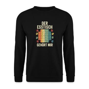 Der Esstisch Gehört Mir Puzzle Vintage - Unisex Pullover - Schwarz - Vorne - Alina (178cm) & Michal (187cm)
