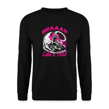 Quad ATV Woman Girl Four Wheeler - Unisex Sweatshirt - black - Front - Alina (178cm) & Michal (187cm)