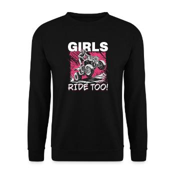 Quad ATV Woman Girl Four Wheeler - Unisex Sweatshirt - black - Front - Alina (178cm) & Michal (187cm)