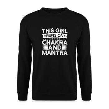 Pilates Enthusiasts Girl Runs On Chakra & Mantra - Unisex Pullover - Schwarz - Vorne - Alina (178cm) & Michal (187cm)