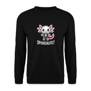 Süßes Spuk-Skelett mit Flügeln - Unisex Pullover - Schwarz - Vorne - Alina (178cm) & Michal (187cm)
