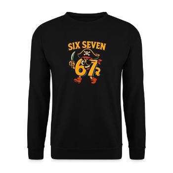 Six Seven 67 Pirate Italian Brainrot Humor Funny - Unisex Sweatshirt - black - Front - Alina (178cm) & Michal (187cm)
