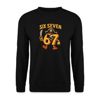 Six Seven 67 Pirate Italian Brainrot Humor Funny - Unisex Sweatshirt - black - Front - Alina (178cm) & Michal (187cm)