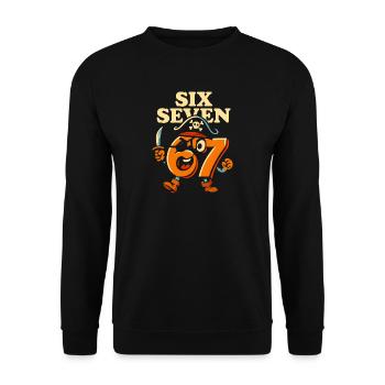 Six Seven 67 Pirate Italian Brainrot Humor Funny - Unisex Sweatshirt - black - Front - Alina (178cm) & Michal (187cm)