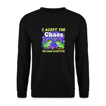 Chaos Frog Acceptance Neon - Unisex Sweatshirt - black - Front - Alina (178cm) & Michal (187cm)