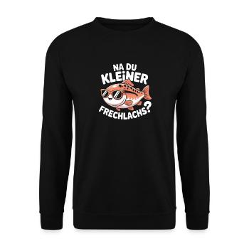 Na Du Kleiner Frechlachs Gamer Lachs Meme Zocker - Unisex Pullover - Schwarz - Vorne - Alina (178cm) & Michal (187cm)