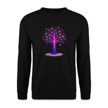 Butterflies Tree Nature Butterfly Lover - Unisex Sweatshirt - black - Front - Alina (178cm) & Michal (187cm)