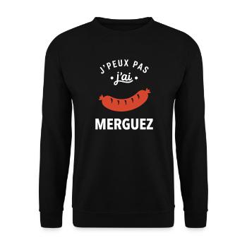 J'peux pas j'ai merguez - Sweat-shirt Unisexe - noir - Devant - Alina (178cm) & Michal (187cm)