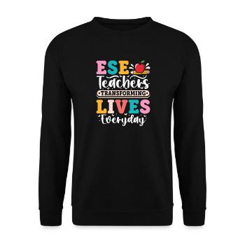 Geschenke für ESE-Lehrer - Unisex Pullover - Schwarz - Vorne - Alina (178cm) & Michal (187cm)