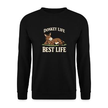 Donkey Lover Donkey Funny Donkey Farm Animal - Unisex Sweatshirt - black - Front - Alina (178cm) & Michal (187cm)