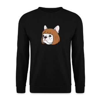 Bulldog Bobhaar Cartoon - Unisex Pullover - Schwarz - Vorne - Alina (178cm) & Michal (187cm)