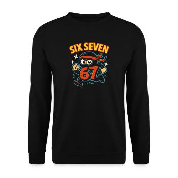 Six Seven 67 Italian Brainrot Ninja Humor Funny - Unisex Sweatshirt - black - Front - Alina (178cm) & Michal (187cm)