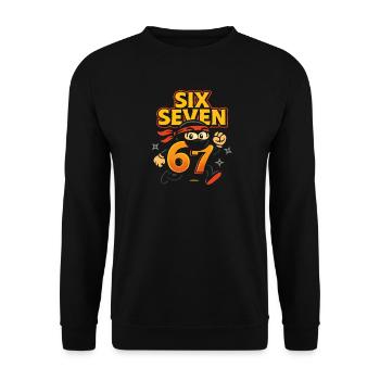Six Seven 67 Italian Brainrot Ninja Humor Funny - Unisex Sweatshirt - black - Front - Alina (178cm) & Michal (187cm)