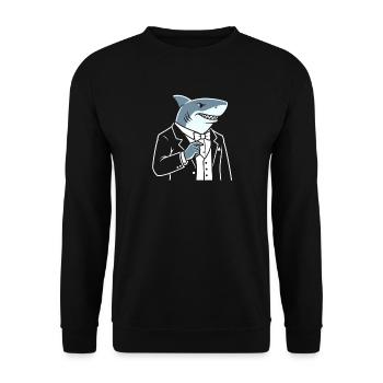 Hai Gentleman im Smoking - Unisex Pullover - Schwarz - Vorne - Alina (178cm) & Michal (187cm)